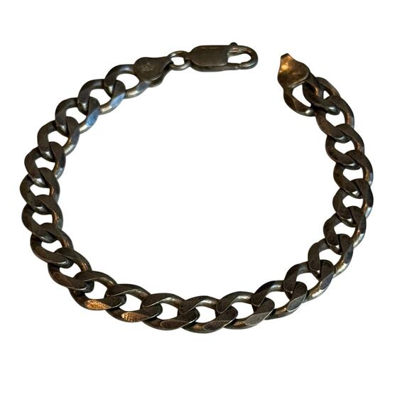 Vintage Alfi Sterling Silver 925 Curb Cuban Link Chain Bracelet 8" Lobster Clasp - Picture 1 of 10